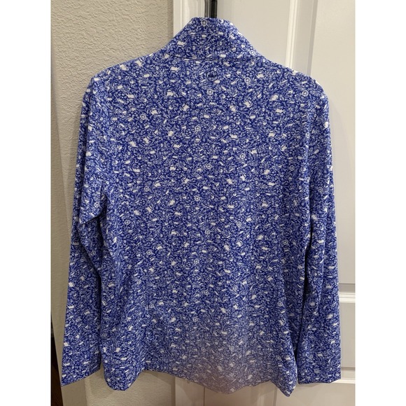 PETER MILLAR pickleball golf jkt Blue Floral print stretch UV sun protection L - Picture 4 of 5